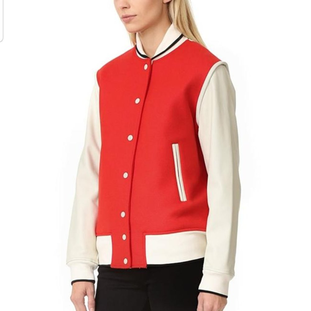 Rag and Bone Edith Varsity Jacket Red/Ivory NWT Size 8